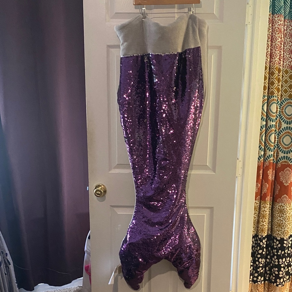 Purple Sequin Mermaid Tail Blanket